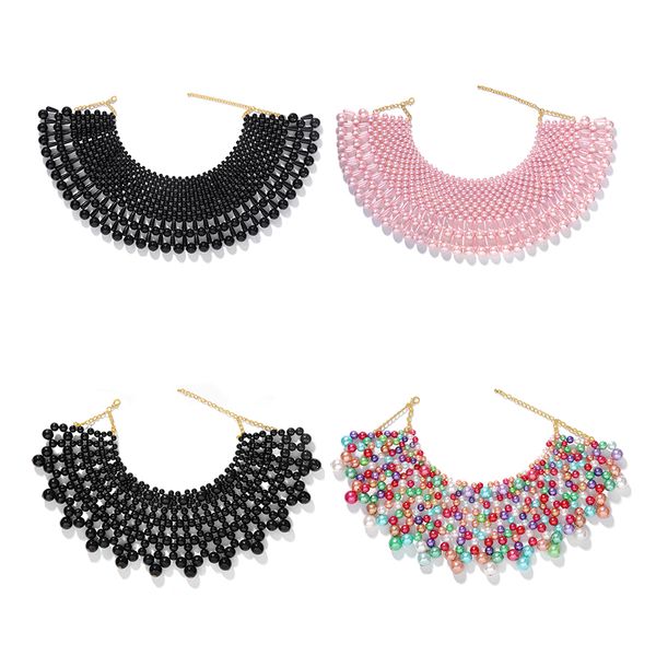 

2019 fashion bohomian handmade bead necklace for women accessories trendy luxury multicolor wedding party jewelry wholesale, Silver