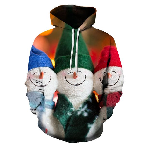 

new fashion men women christmas snowman animal normal summon 3d print tyle sweatshirt pullover sleeve streetwear, Black