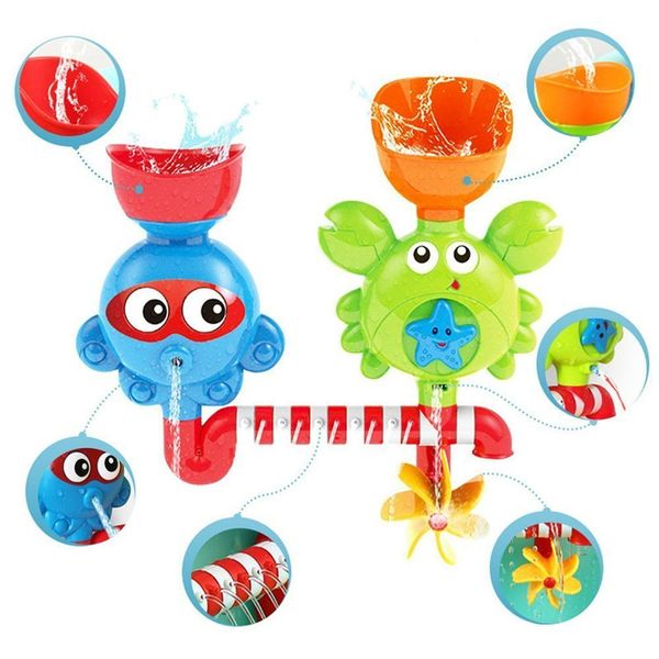

waterfall water station bath toy - bathtub toy with two stackable cups fountain water shower toy for children kids y200323