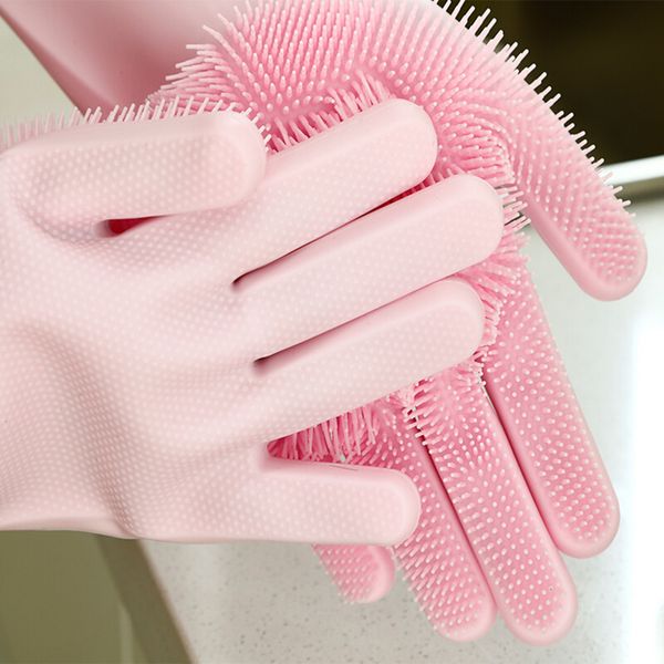 

single kitchen silicone scrubber dishwashing gloves multi use household silicone cleaning scrub gloves magic dish washing gloves