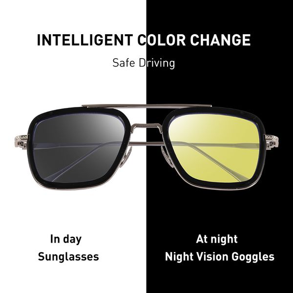 

caponi night vision tony stark sun glasses yellow lens driving shades for male 2020 new uv protect eyes sunglasses men bsys6618, Blue