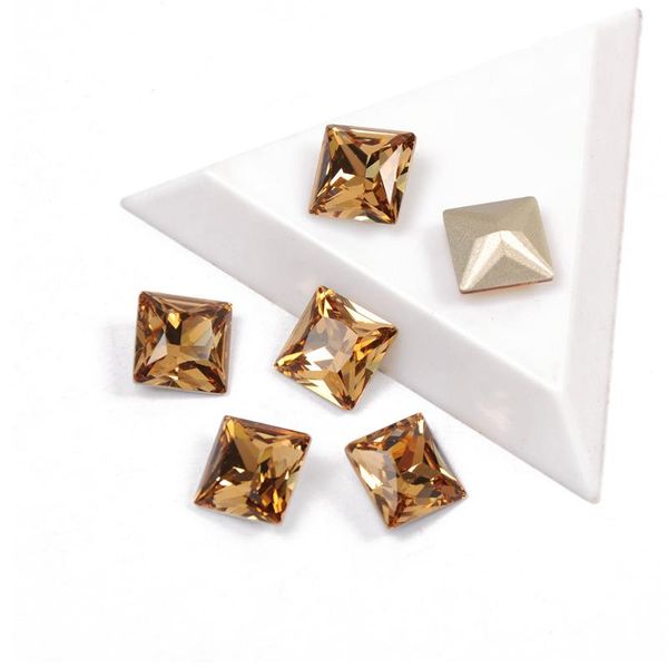 

nail art decorations yanruo 4447 fancy rhinestone lt. col. z color princess square shape stone glass gems stones 3d beads, Silver;gold