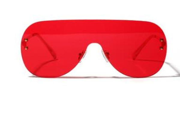 

latest personality fashion one-piece large frame high definition sunglasses for men and women universal frameless glasses for men and big to, White;black