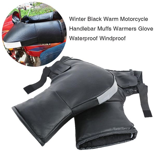 

winter warm motorcycle handlebar cover thick warm electric straddle tricycle handle electric car gloves muffs warmers, Black