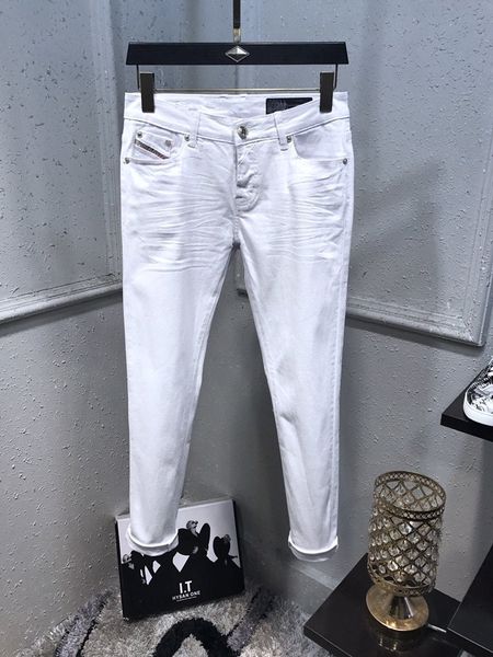 

mens designer diesel jeans jet graffiti white jeans classi straight casual trousers cowboy famous brand zipper designer size 28-38, Blue