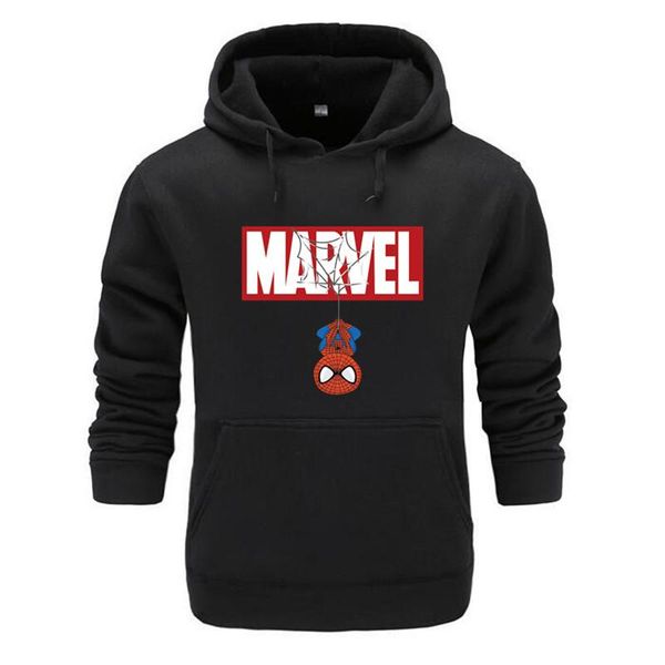 

designer autumn spiderman sweatshirts men brand quality letter printing super hero fashion mens hoodies sudaderas para hombre, Black