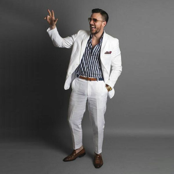 

latest white linen coat groom tuxedos men suits for beach wedding suits man blazers 2piece costume homme mariage slim fit terno masculino, Black;gray