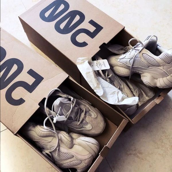 

bone white 500 running shoes mens womens super moon yellow utility black blush salt kanye west designer sports sneakers 36-45, White;red