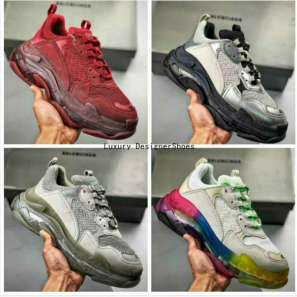 

2019 paris triple s 3.0 fashion casual shoes shoe women combination nitrogen outsole crystal bottom dad casual shoes nd0164, Black