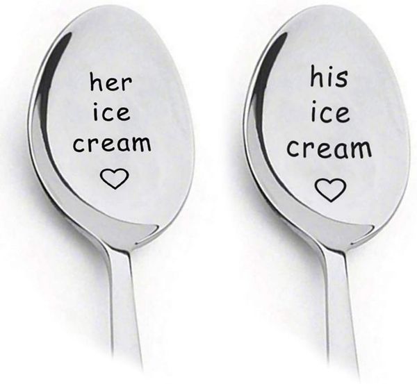 

она и его ложки для мороженого, кофейная ложка из нержавеющей стали упаковка из 50 комплектов подарок для пары любителей дропшиппинга