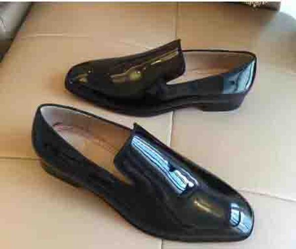 

real photo) высокое качество дизайна red bottom мужчины черная кожа свадебное платье обувь верх.част черный натуральная кожа патентные топ, Black