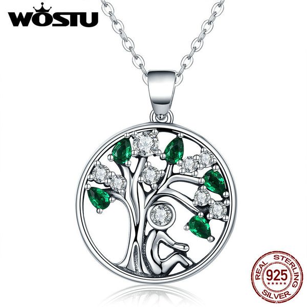 

wostu new arrival real 925 sterling silver relying in the tree pendant necklaces for women luxury fine jewelry gift cqn094