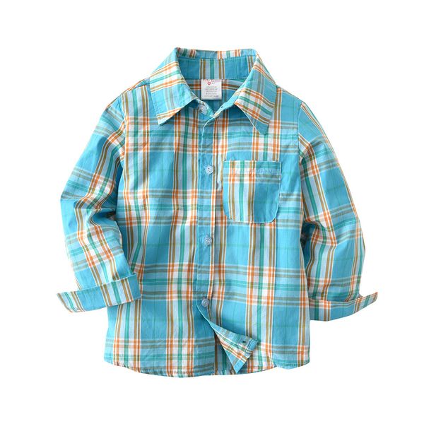 

hi&ju8ber boy cotton long-sleeved shirt autumn spring sky blue plaid shirt children's clothing solid color baby, White;black