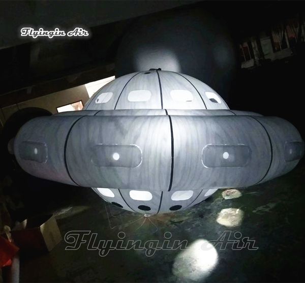 

giant lighting inflatable flying saucer 5m advertising pvc helium inflatable ufo model balloon for parade show and party night decoration