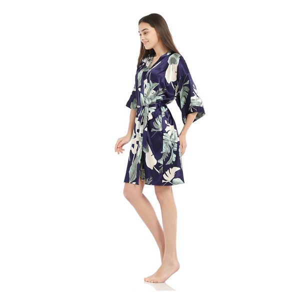 

sleepwear print navy blue rayon robe women's pajamas bathrobe dressing gowns women bride bridesmaid wedding robes, Black;red
