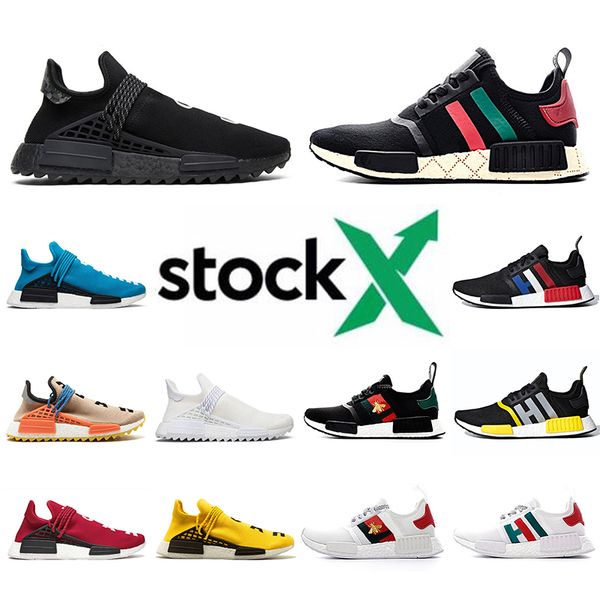 

stock x 2020 new pharrell williams running shoes nmd human race r1 shoes black white bred black white human races mens womens sneakers