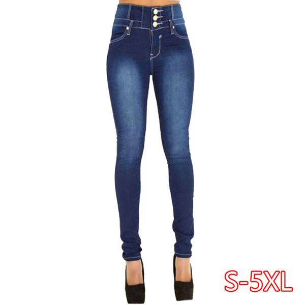 

new autumn winter woman skinny jeans denim pencil pants brand stretch jeans high waist pants women high waist, Blue