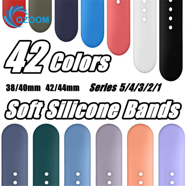 

new 42 color silicone sport band replacement for watch series 5 4 3 2 band watchstrap soft rubber wrist bracelet strap wristband 42mm 44mm