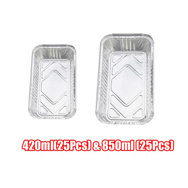 

50шт 420 850 мл алюминиевая фольга гриль капельные кастрюли смазочные кастрюли для барбекю серебро