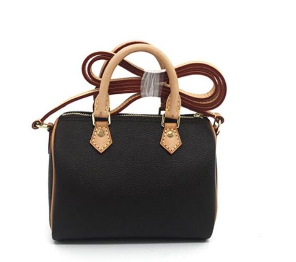 

speedy shoulder m61252 mini cute handbag leather shoulder cross bags 16cm female nano bucket brown flower mini pillow cluch bag