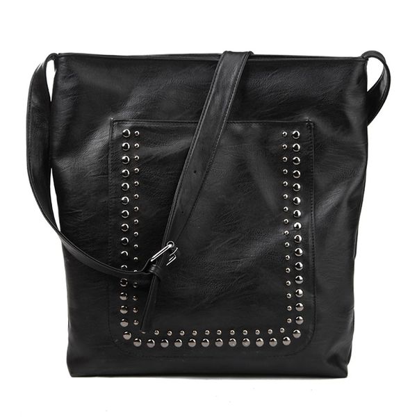 

women's rivets shoulder bags 2019 new large-capacity bag portable wild shoulder messenger bag ladies solid color crossbody