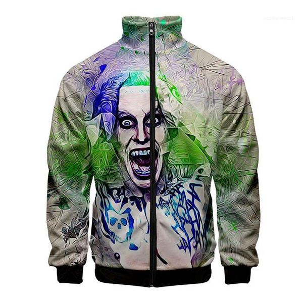 

casual apparel joker mens autumn designer sweatshirts cardigan stand collar long sleeve homme clothing 3d print, Black