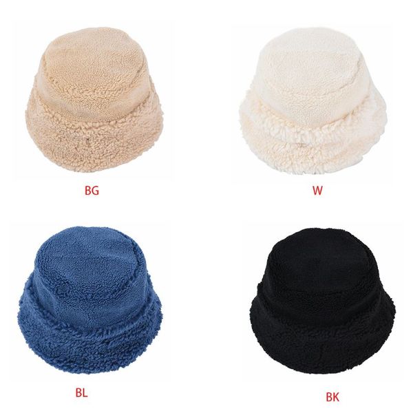 

winter warm fisherman cap faux wool girl flat packable outdoor bucket hat