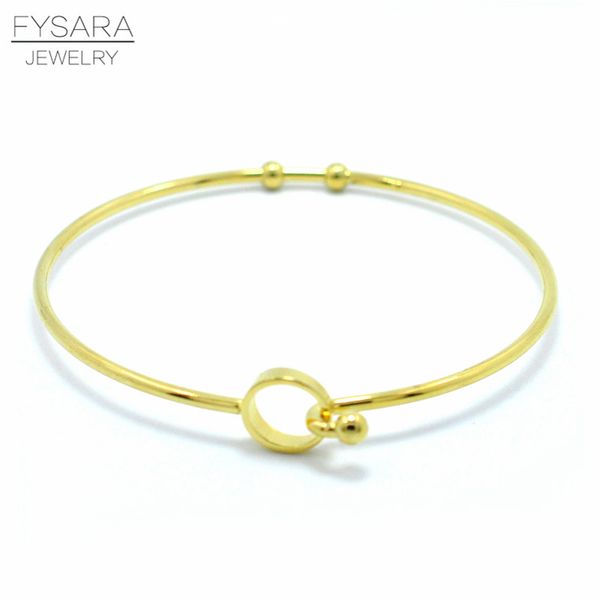 

fysara 3 colors round cable wire bracelets expandable bangles for women men simple charm stainless steel cuff bracelets gift, Black