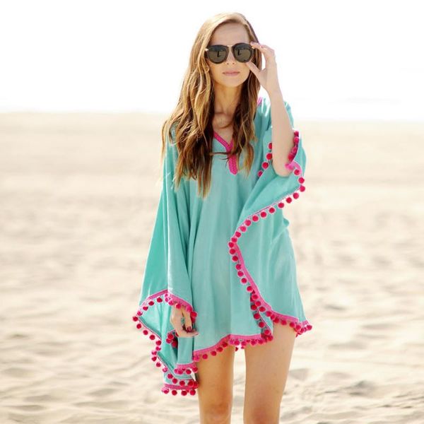 

женщины кружева с длинным рукавом моды cover up sexy sand плавать кисточки лето пляж бикини смок, Blue;gray