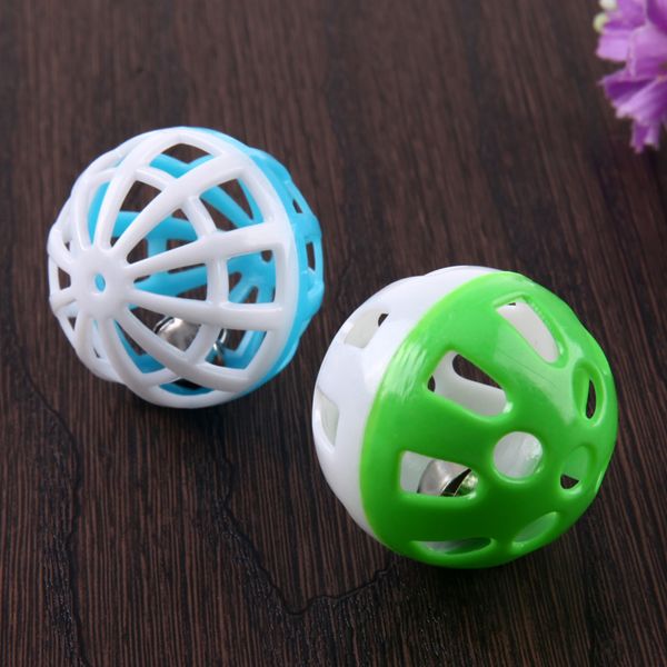 

10/18 pcs colourful pet cat kitten play balls with jingle lightweight bell pounce chase rattle toy for cat