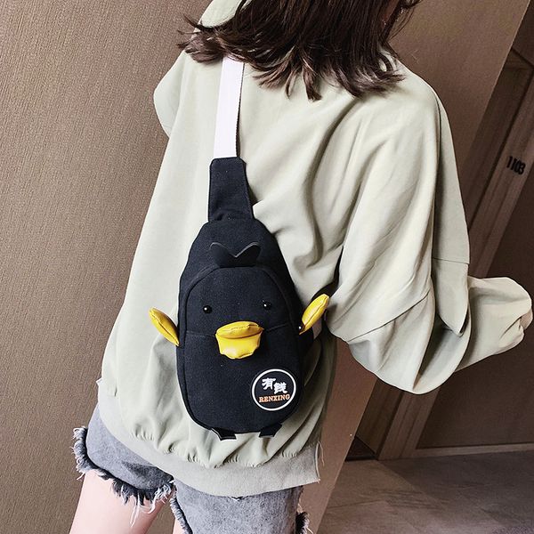 

new cute animal canvas bag fashion cartoon student chest bag chic personality all match shoulder crossbody