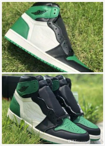 

1 pine green toe basketball shoe 1s toe black green white women mens 2019 outdoor sport sneaker 7-12