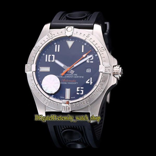 

luxry new avenger ii seawolf a1733010/ba05 black date dial japan miyota automatic mens watch silvery case rubber strap sport watches, Slivery;brown