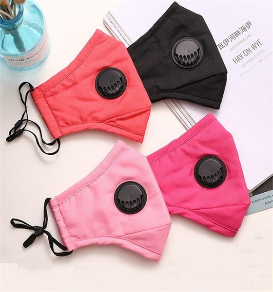 

cotton face masks breather valve pm2.5 mouth mask dustproof washable reusable cotton fabric mask in stock