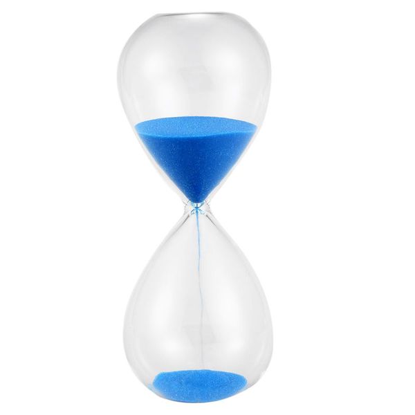large fashion blue sand glass sandglass hourglass timer clear smooth glass measures home desk decor xmas birthday gift (blue, 5