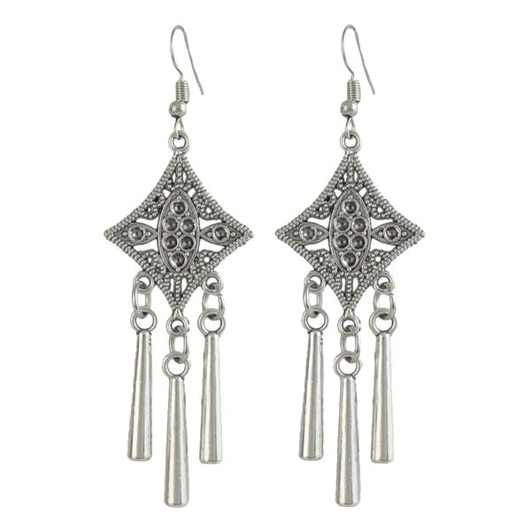 

vintage silver charm geometry rhombus tassel drop dangle earrings for women, Golden
