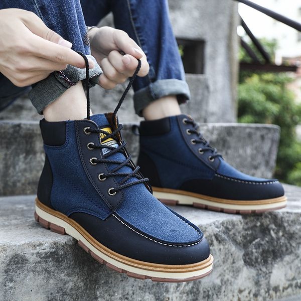 

autumn winter salse boots for men high-men's shoes big size 45 46 industrial casual shoes men suede ankle boots man, Black