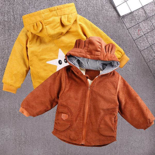 

toddler baby girls boys winter cartoon cotton zipper fashion warm windproof coat clothes warm overcoat outerwear with pockets, Blue;gray