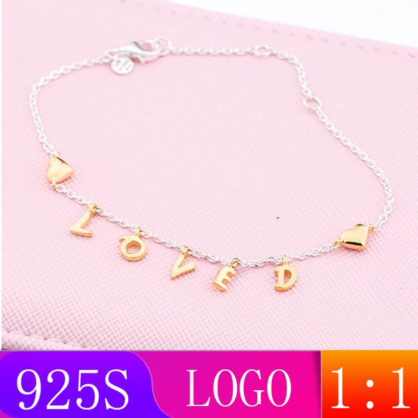 

lism [wholesale] s925 sterling silver 2019 winter new 1: 1 shining love honey bracelet fashion lady gift diy original jewelry, Black