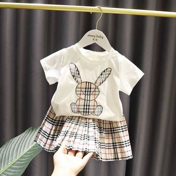 

kids designer clothes girls1-5-year-old baby girl t-shirt short skirt suit 2020 new style baby girl summer dress cute two-piece set, Blue