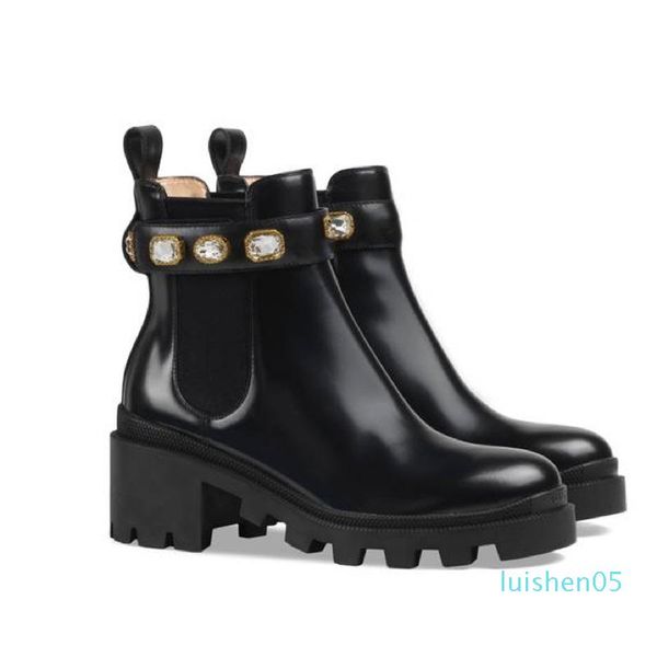 

martin boot cowboy designer boots platform womens winter boots love arrow 100% real leather 5cm heel flamingos medal heavy duty soles l05, Black