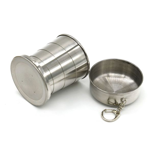 

60/150/250ml stainless steel folding cup portable telescopic collapsible cups with keychain water drinking cup for outdoor