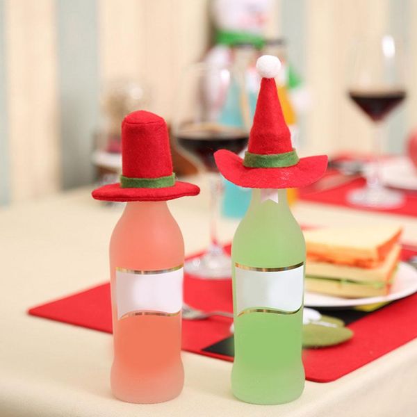 

10pcs hat christmas decoration hat red wine bottle table decoration christmas home decor ing
