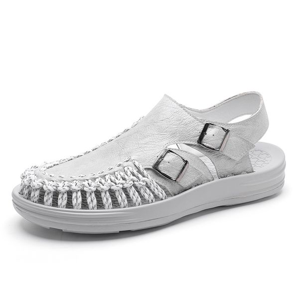 

male shoes weave seaside beach shoes summer sandals men fashion sandals comfortable casual fluorescence, Black