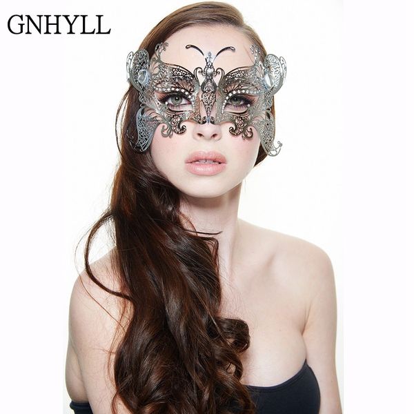 

gnhyll mask butterfly diamond laser cut venetian masquerade filigree gold silver black metal mask party ball white wedding show