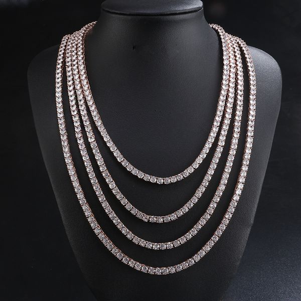 

2019 hip hop tennis chain necklace with cz paved for men long chain tennis necklace men jewelry, Black