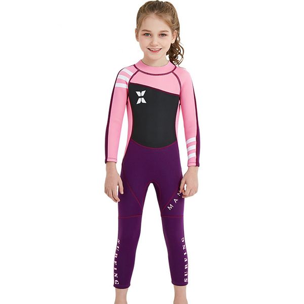 

long sleeve back zipper children neoprene wetsuit 2.5mm hook & loop diving suit for kids girls sweat suits spearfishing swim