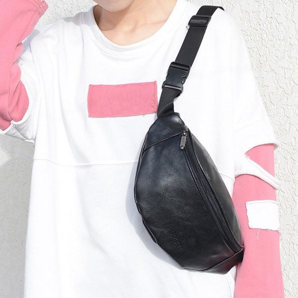 

sleeper #401 2019new fashion vintage neutral outdoor zipper leather messenger bag sport chest bag waist solid ing
