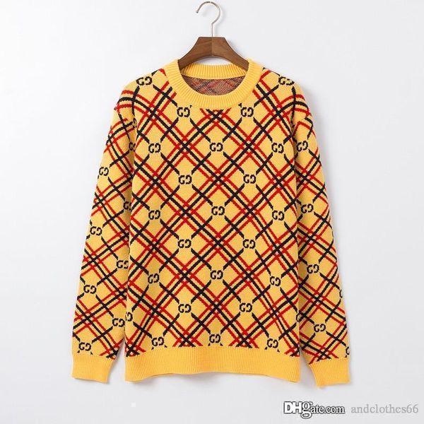 

men's and women's 20 new letter jacquard round-neck sweater green indigo brown designer jumper luxury brand womans clothes, White;black