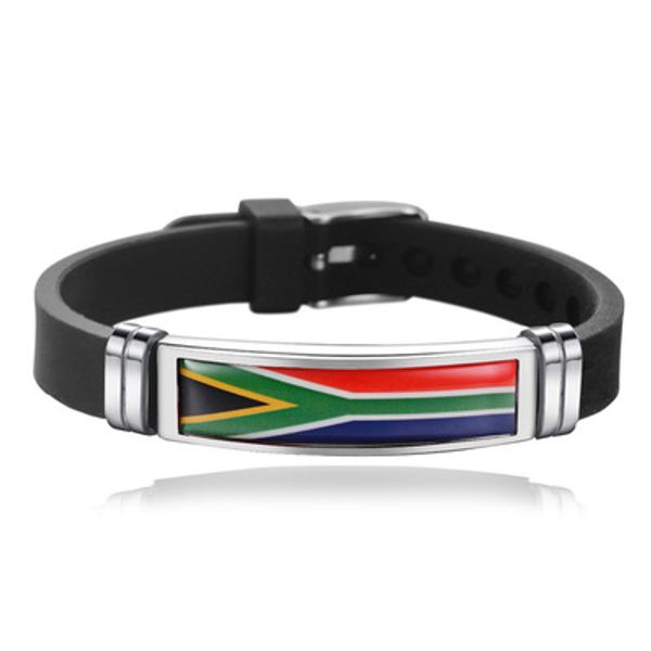 

new south africa flag bangles sporty style stainless steel silicone south africa country flag bracelets jewellery, Black